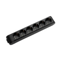 Колодка Panasonic X-tendia із заземленням 6 гн., з зах. шторками, Чорна WLTB04602BL-UA1