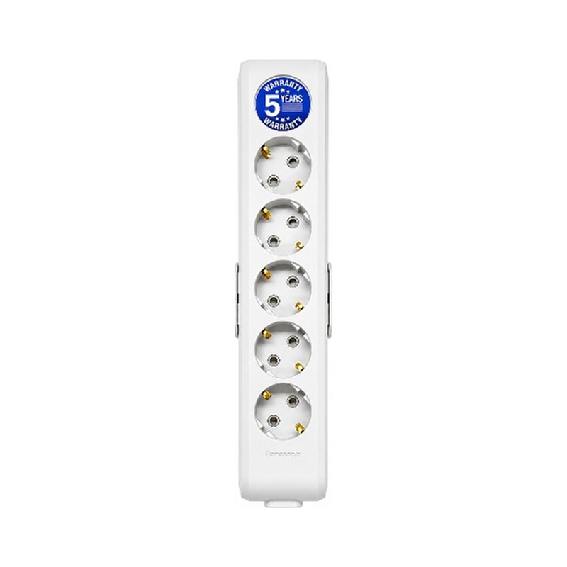 Колодка Panasonic X-tendia із заземленням 6 гн., з зах. шторками, Сіра WLTB04602GR-UA1