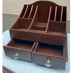 Настільний органайзер для косметики з двома ящиками 39,5х26х30 см RAL 8017 темно-коричневий