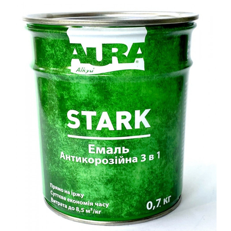 Емаль антикорозійна 3 в 1 Aura Stark білий №12 0.7 кг