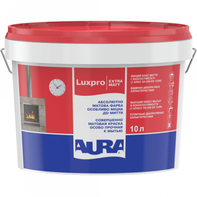 Краска акрилатная AURA LuxPro ExtraMatt для стен и потолков глубокоматовая белая TR 9 л 