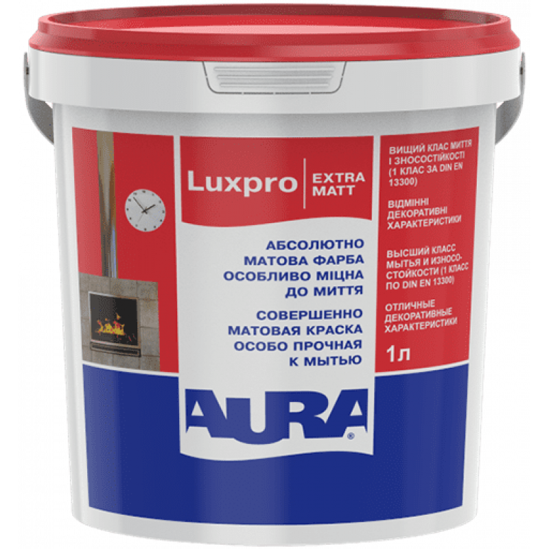 Краска акрилатная AURA LuxPro ExtraMatt для стен и потолков глубокоматовая белая TR 0.9 л 