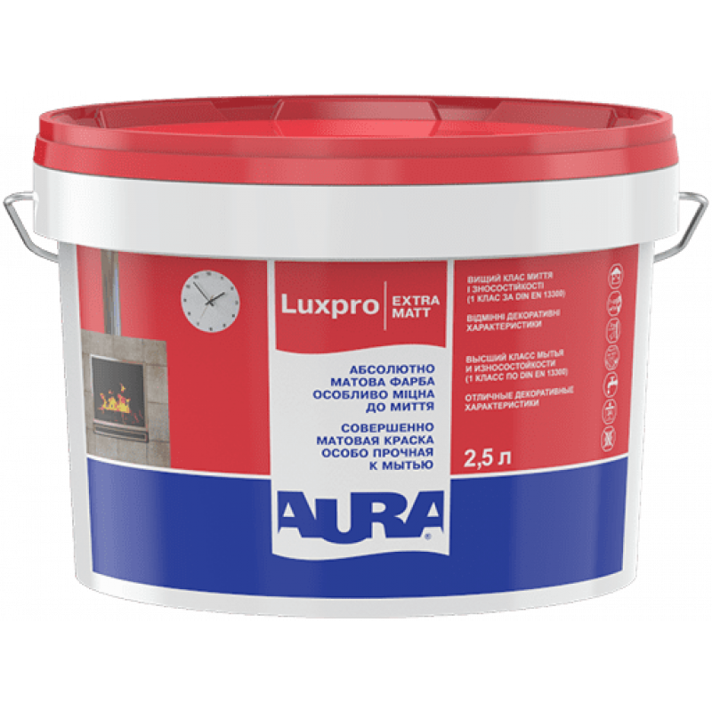 Краска акрилатная AURA LuxPro ExtraMatt для стен и потолков глубокоматовая белая TR 2.25 л