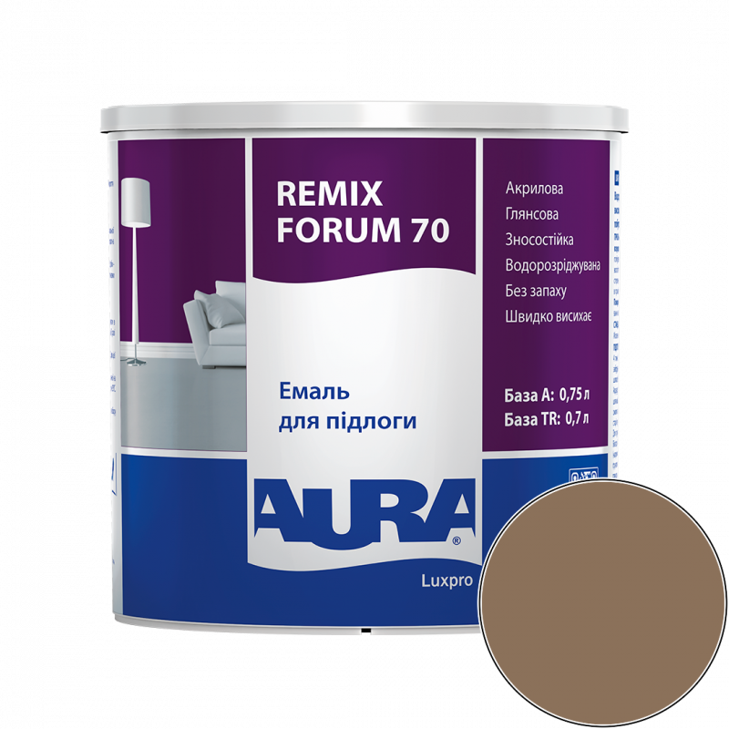 Эмаль акриловая для пола Aura Luxpro Remix Forum 70 NOVA L102 TR глянцевая 0.7 л