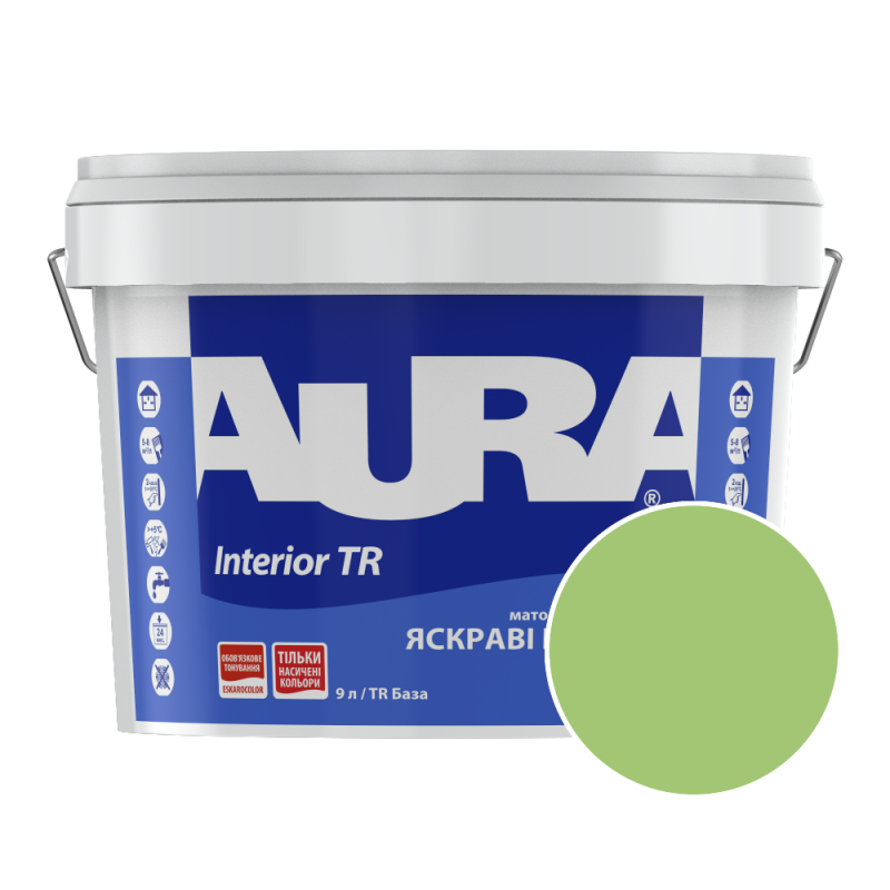 Краска интерьерная Aura Interior TR NCS 1050-G30Y (светло-фисташковый) матовая 9 л (11,34кг) 