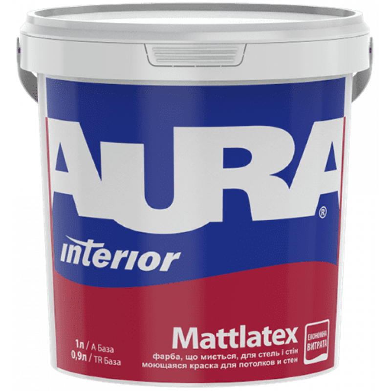 Краска AURA Mattlatex для потолков и стен моющаяся латексная матовая белая TR 0.9 л 