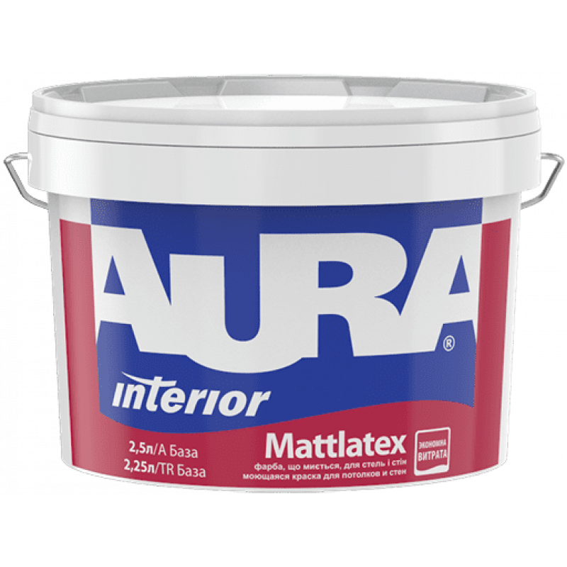 Краска AURA Mattlatex для потолков и стен моющаяся латексная матовая белая TR 2.25 л