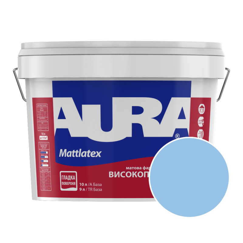 Фарба інтер'єрна миюча Aura Mattlatex NCS 0040-R90B (холодний світло-блакитний) матова 10 л