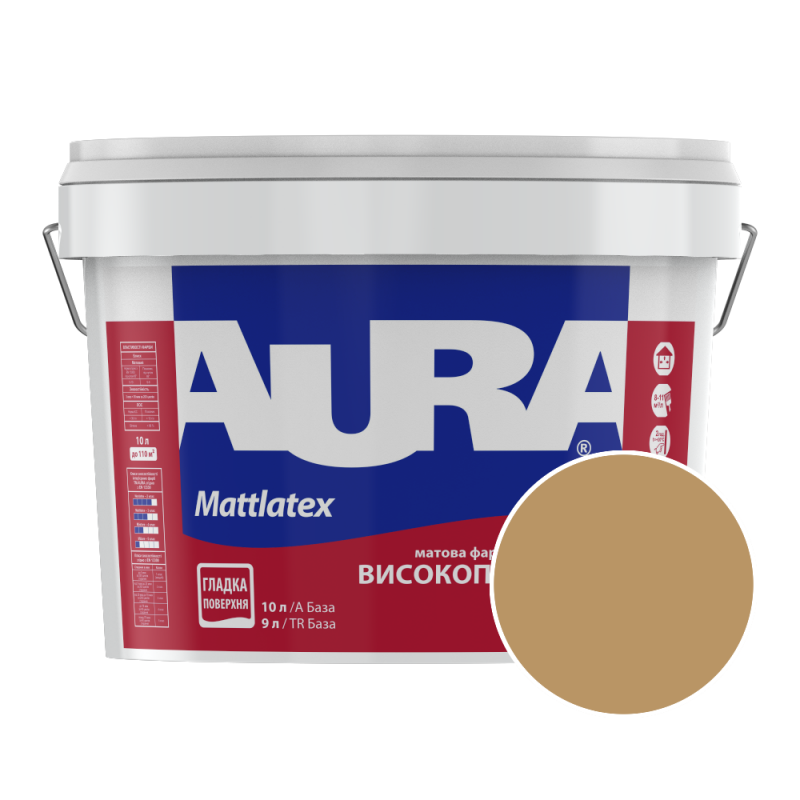 Краска интерьерная моющаяся Aura Mattlatex NCS 0040-Y20R (тёплый медово-янтарный) матовая 10 л