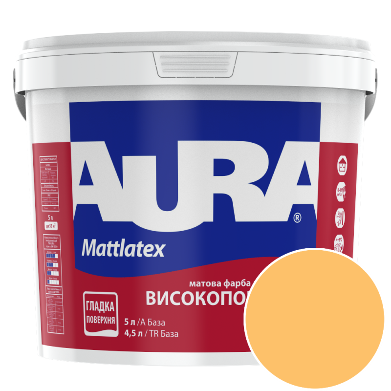Краска интерьерная моющаяся Aura Mattlatex NCS 0050-Y20R (светло-персиковый) матовая 5 л