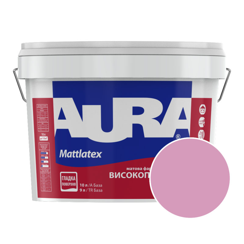 Краска интерьерная моющаяся Aura Mattlatex NCS 1040-R30B (розово-коралловый) матовая 10 л
