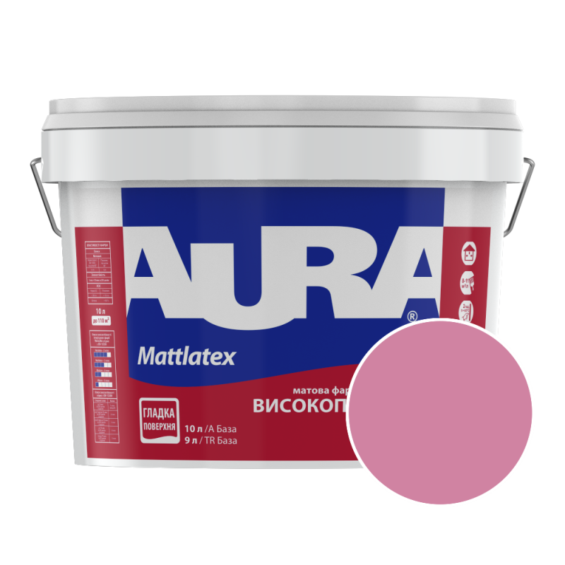 Краска интерьерная моющаяся Aura Mattlatex NCS 1050-R20B (тёплый приглушённый розовый) матовая 10 л