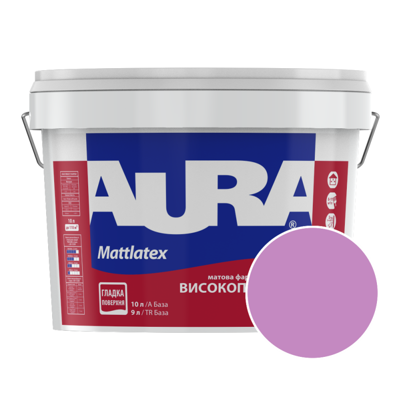 Краска интерьерная моющаяся Aura Mattlatex NCS 1050-R40B (аметистовый) матовая 10 л