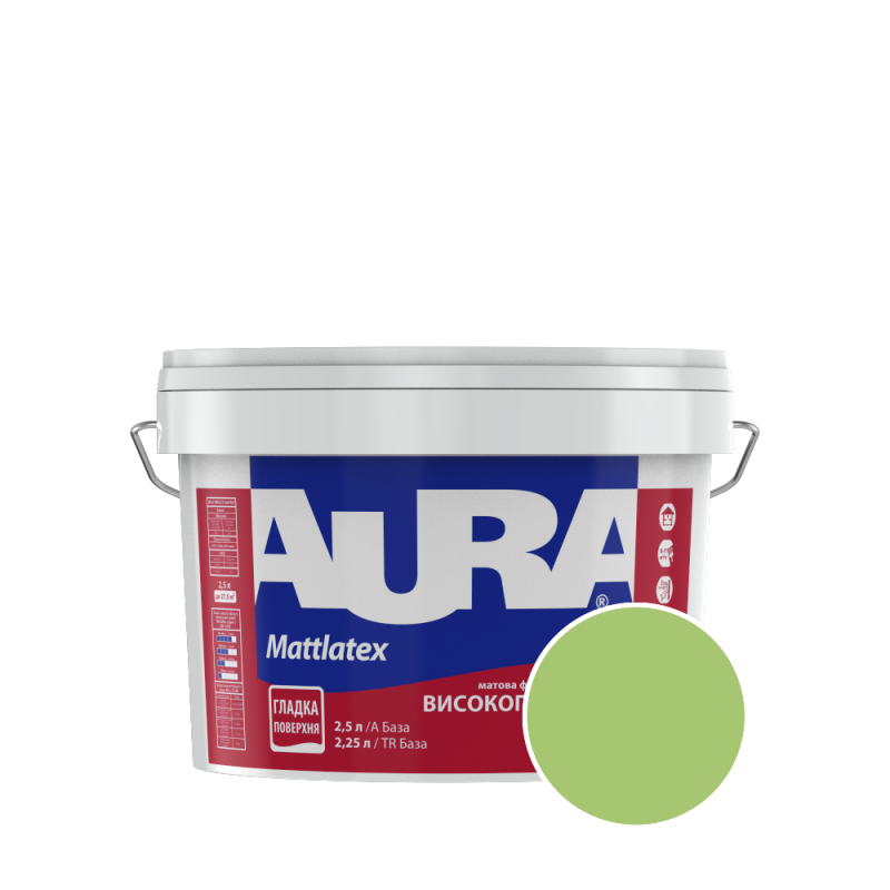 Фарба інтер'єрна миюча Aura Mattlatex NCS S 1050-G30Y (світло-фісташковий) матова 2.5 л