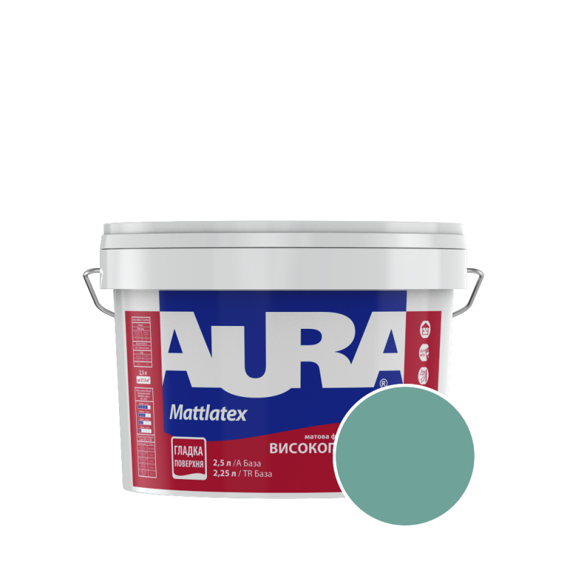 Фарба інтер'єрна миюча Aura Mattlatex NCS S 3030-B60G (смарагдовий) матова 2.5 л