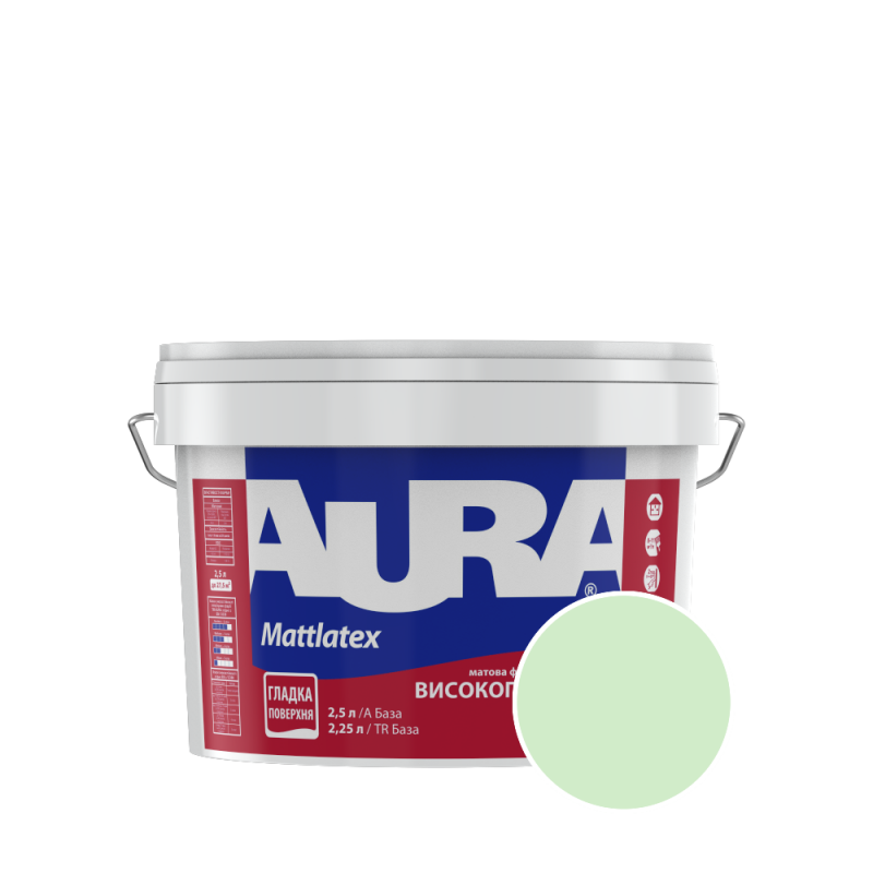 Фарба інтер'єрна миюча Aura Mattlatex NOVA G052 (ніжно-зелений) матова 2.5 л