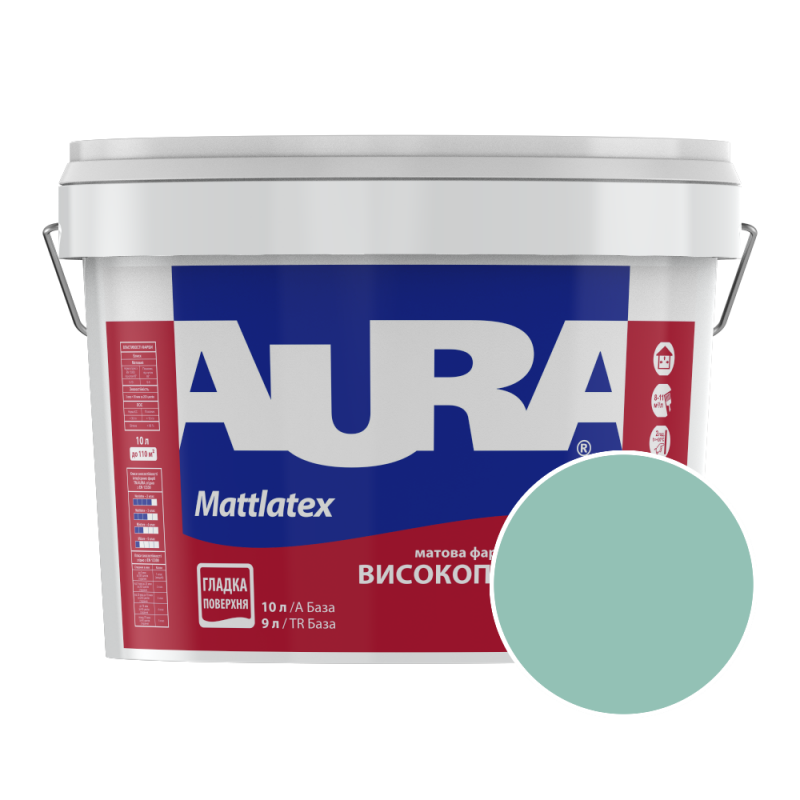 Фарба інтер'єрна миюча Aura Mattlatex NOVA K037 (нефритовий) матова 10 л
