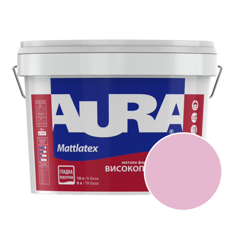 Краска интерьерная моющаяся Aura Mattlatex RAL 350 80 20 (пудрово-розовый) матовая 10 л