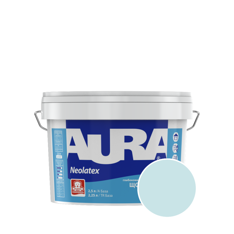 Краска интерьерная латексная Aura Neolatex NCS S 0515-B20G (нежный голубовато-серый 2) глубокоматовая 2.5 л