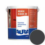 Эмаль акриловая Aura Luxpro Remix Aqua 30 RAL 9011 (графитово-чёрный) полуматовая TR 2,2 л