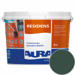 Фарба фасадна силіконова Aura Luxpro Residens RAL 6005 (мохово-зелений) матова TR 9 л 