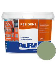 Краска фасадная силиконовая Aura Luxpro Residens RAL 6021 (приглушённый зелёный) матовая