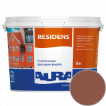 Краска фасадная силиконовая Aura Luxpro Residens RAL 8004 (медно-коричневый) матовая TR 9 л 