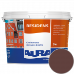 Краска фасадная силиконовая Aura Luxpro Residens RAL 8012 (красно-коричневый) матовая TR 9 л 