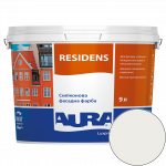 Краска фасадная силиконовая Aura Luxpro Residens RAL 9010 (чисто белый) матовая 9 л