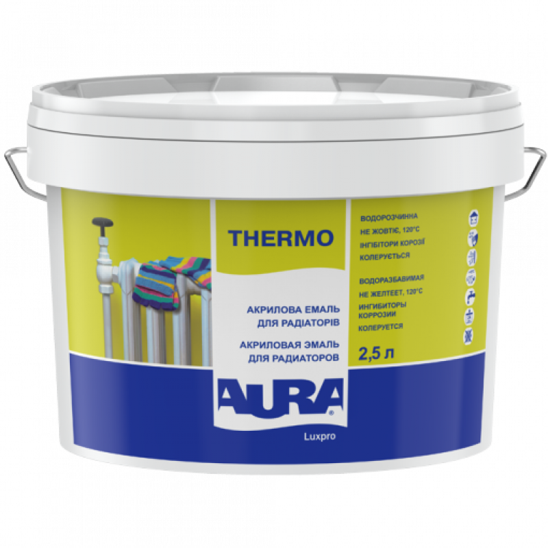 Акриловая эмаль для радиаторов AURA Luxpro Thermo 2.2 л