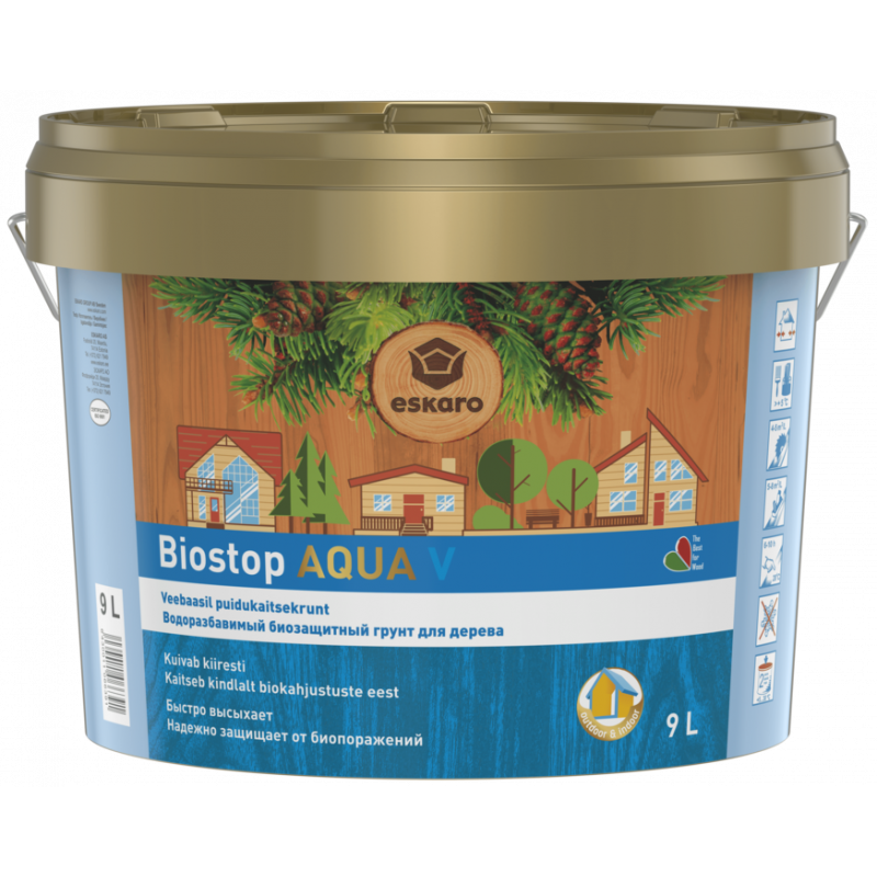 Антисептична грунтовка для деревини Aura Biostop Aqua V 9 л