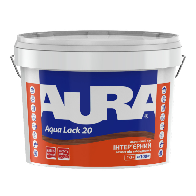 Лак интерьерный Aura® Aqua Lack 20 полуматовый 10 л