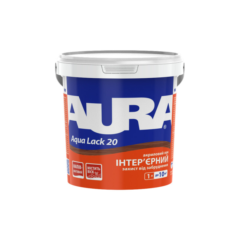 Лак интерьерный Aura® Aqua Lack 20 полуматовый 1 л 