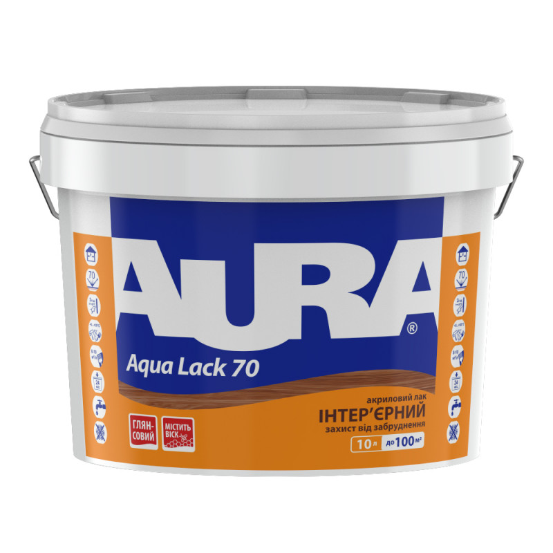 Інтер’єрний акриловий лак AURA Aqua Lack 70 глянсовий 10 л