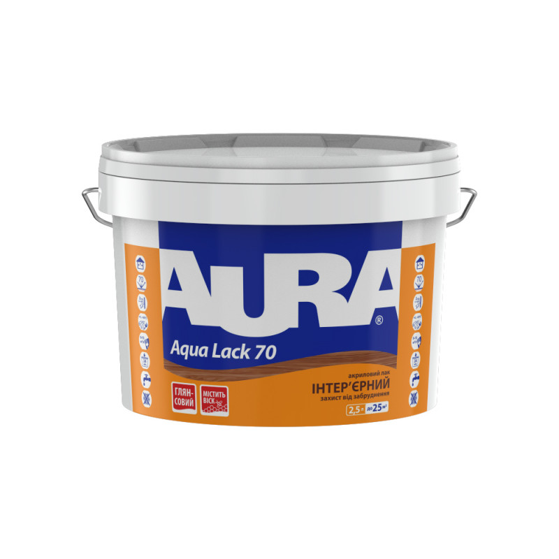 Інтер’єрний акриловий лак AURA Aqua Lack 70 глянсовий 2.5 л