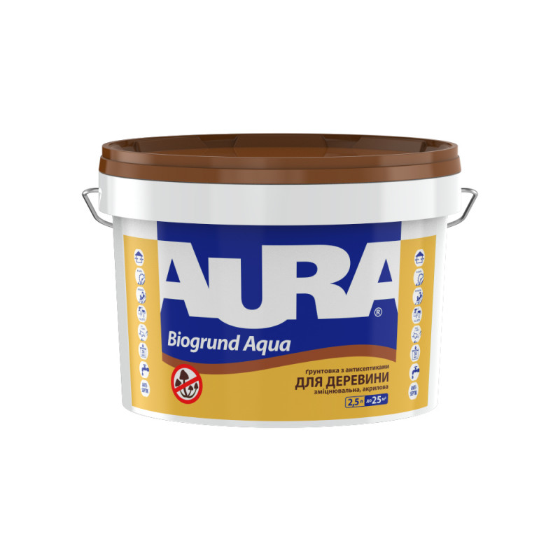 Грунтовка для древесины Aura Biogrund Aqua не создает пленку бесцветный 2.5 л