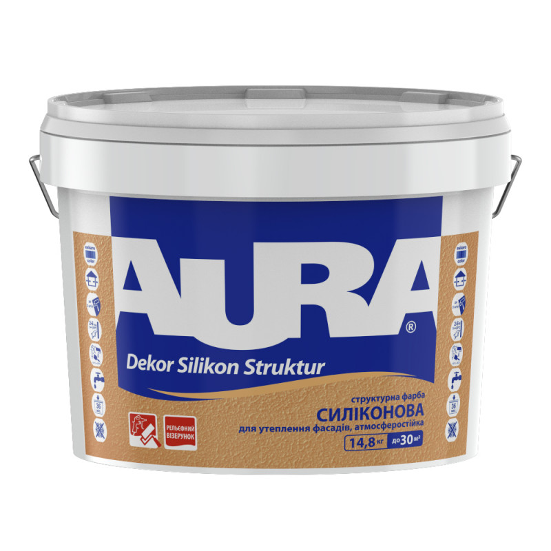 Краска структурная силиконовая AURA Dekor Silikon Struktur 14.8 кг