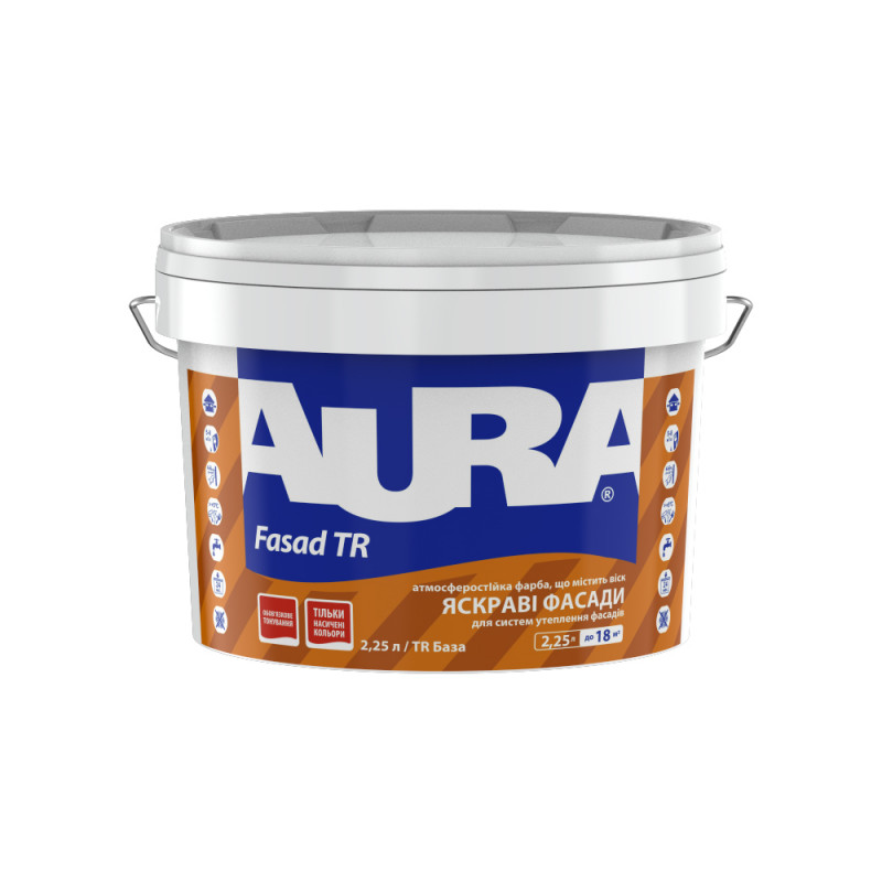 Фасадная краска Aura® Fasad TR (бесцветная) содержит воск матовая 2,25 л (2,72 кг)