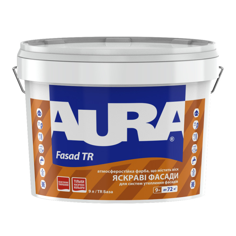 Фасадная краска Aura® Fasad TR (бесцветная) содержит воск матовая 9 л (10,89 кг) 
