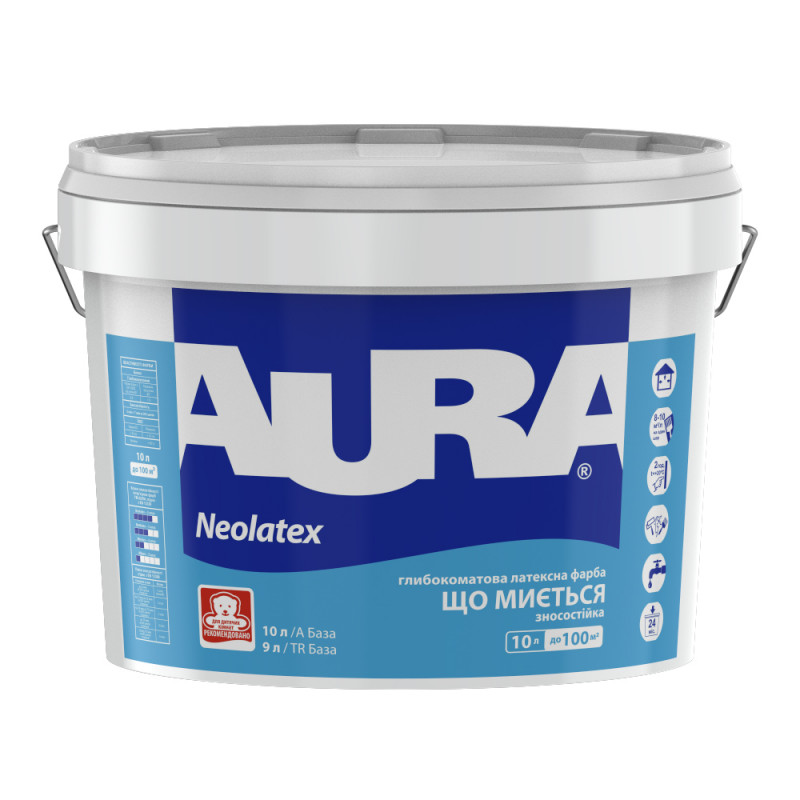 Інтер'єрна фарба Aura Neolatex біла глибокоматова 10 л