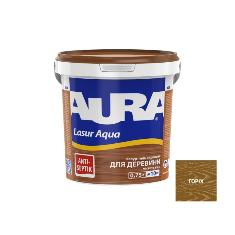 Лазур для дерева Aura® Lasur Aqua горіх шовковисто-матова 0.75 л