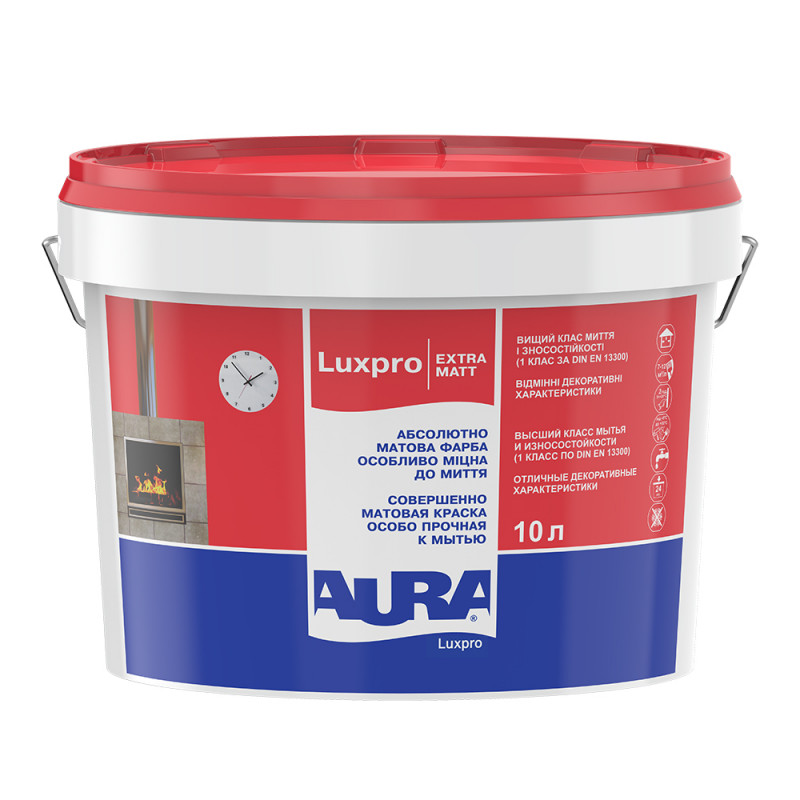 Краска акрилатная AURA LuxPro ExtraMatt для стен и потолков глубокоматовая белая 10 л