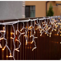 Зовнішня новорічна гірлянда Бахрома 120 Led колір теплий білий 5 м на білому кабелі