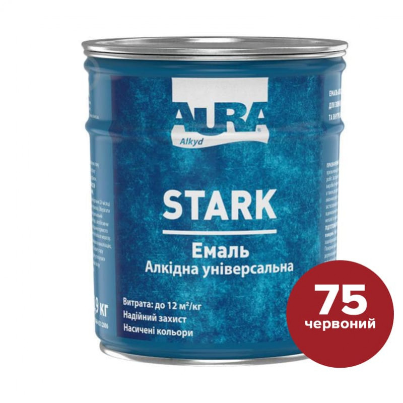 Эмаль Aura® Stark алкидная универсальная №75 красный глянец 0.9 кг