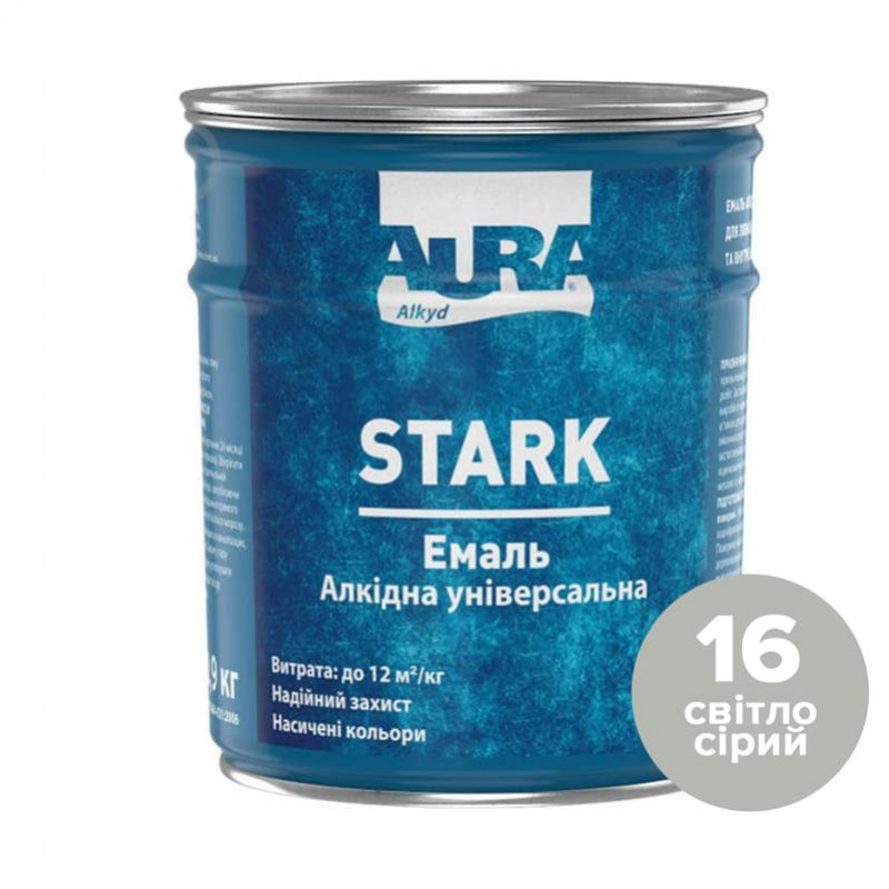 Эмаль Aura® Stark алкидная универсальная №16 светло-серый глянец 2.8 кг