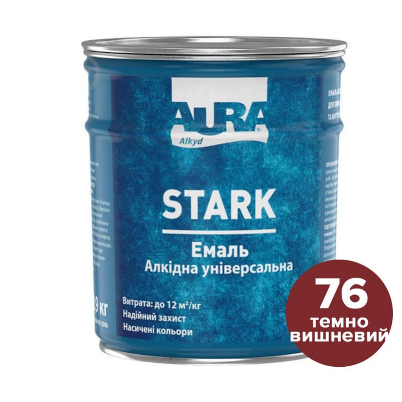 Эмаль Aura® Stark алкидная универсальная №17 темно-вишневый глянец 0.9 л