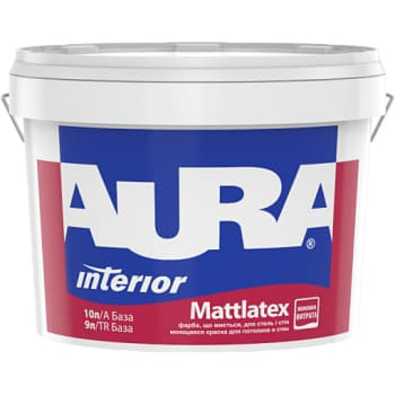 Краска AURA Mattlatex для потолков и стен моющаяся латексная матовая белая TR 9 л 