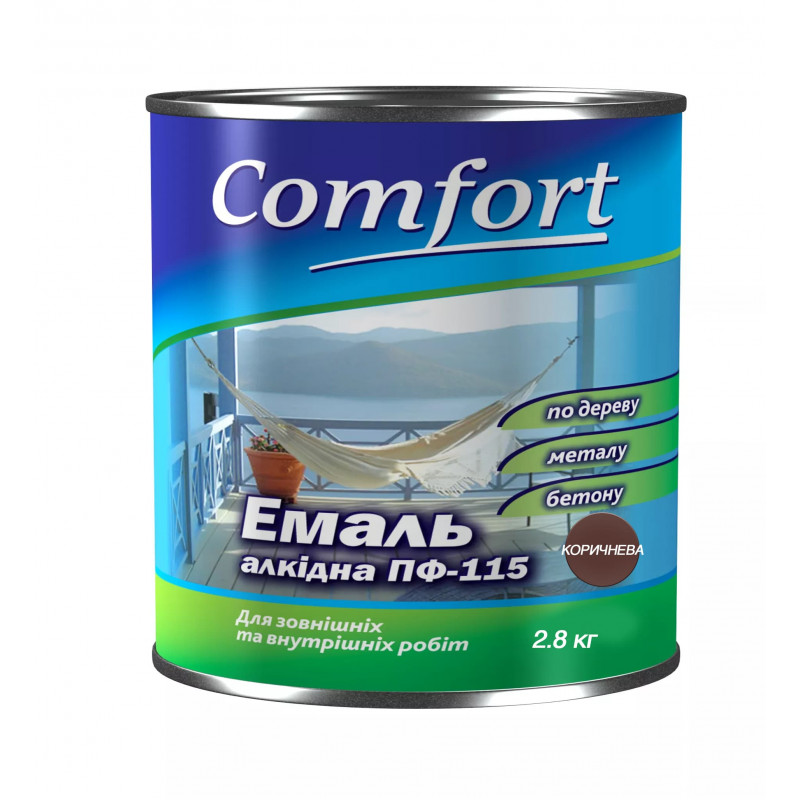 Алкидная эмаль краска Comfort (PolyColor) ПФ 115 коричневая 0.9 кг 2.8 кг