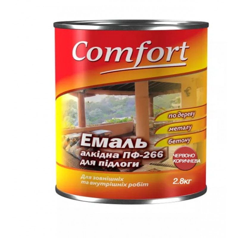 Эмаль для бетонных полов ПФ 266 Comfort красно-коричневая 0.9 кг 2.8 кг
