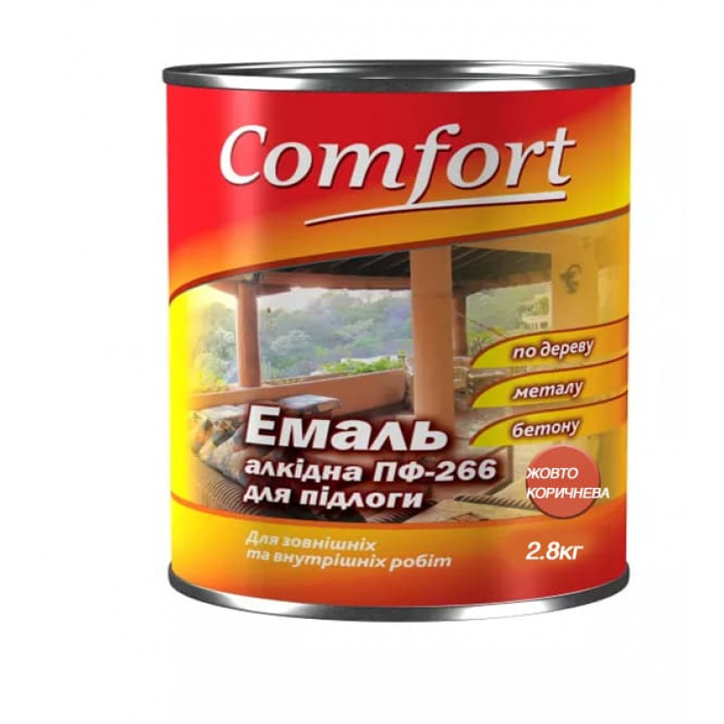 Эмаль для бетонных полов ПФ 266 Comfort желто-коричневая 0.9 кг 2.8 кг